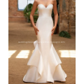 A-line V-neck Chapel Train Organza Over Satin Beading Plus Size Wedding Dress